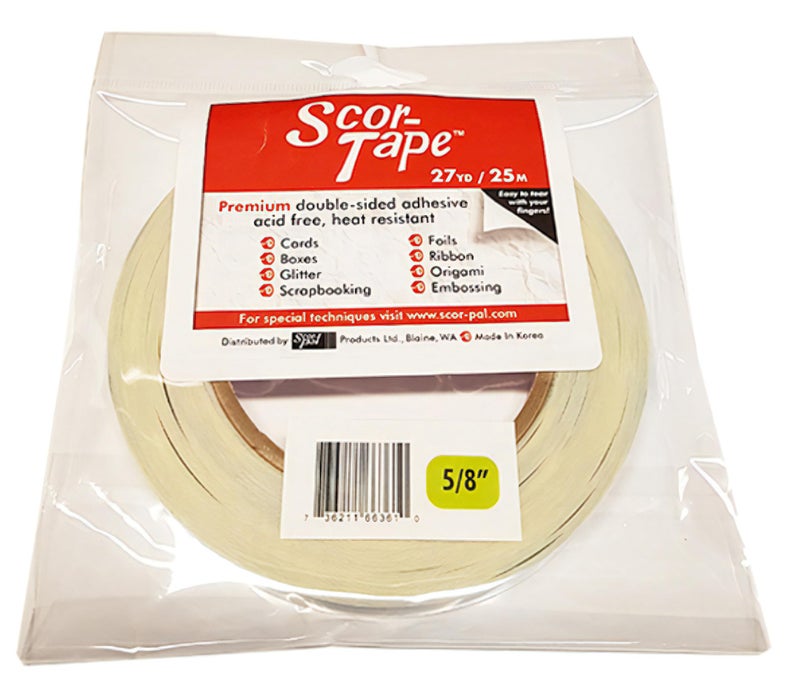 Scor-Pal Scor-Tape 0.625"" (5/8"") wide x 27 yards long, double sided adhesive - Image 1
